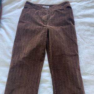 Brown Straight-Leg Pin-Stripe Trousers